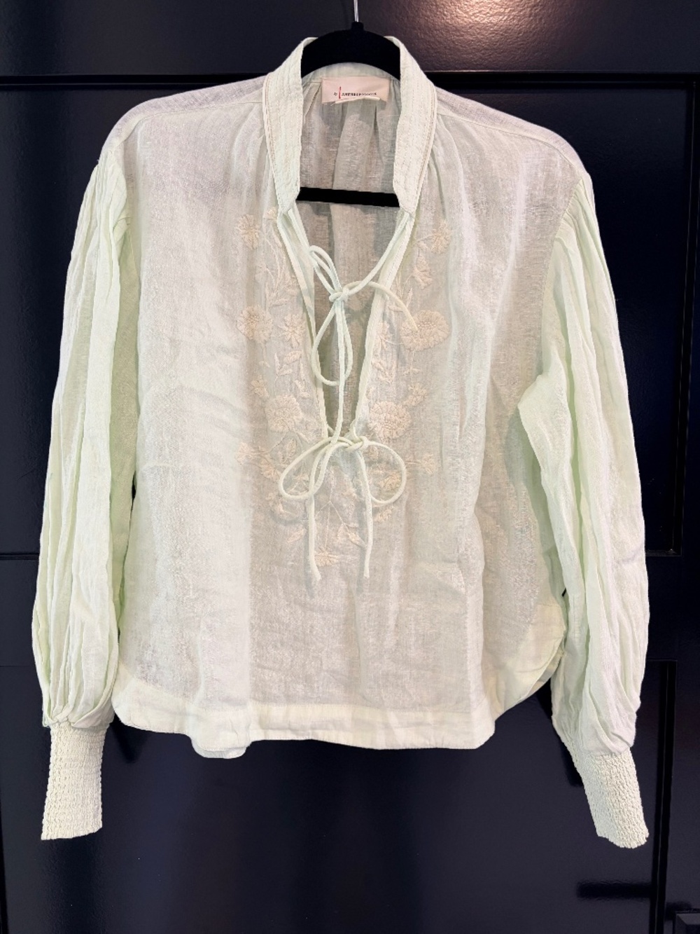 Linen mint green blouse
